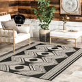 nuLOOM 5' x 8' Outdoor Tribal Geometric Area Rug, Stain Resistant, Weather Resistant, High Traffic, Patio, Balcony, Outside, Ranya Dark Grey