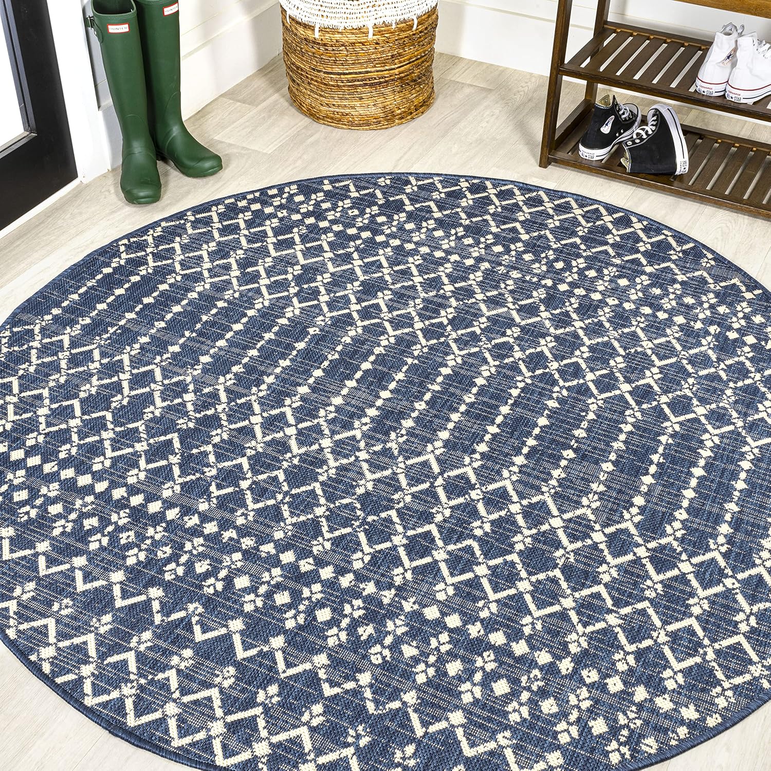 JONATHAN Y Moroccan Geometric Indoor Outdoor Area Rug 8X10 Natural/Black, Ourika Textured Weave for Backyard, Patio, Porch, Easy-Cleaning, High Traffic, Pet-Friendly, Non-Shedding (SMB108D-8)