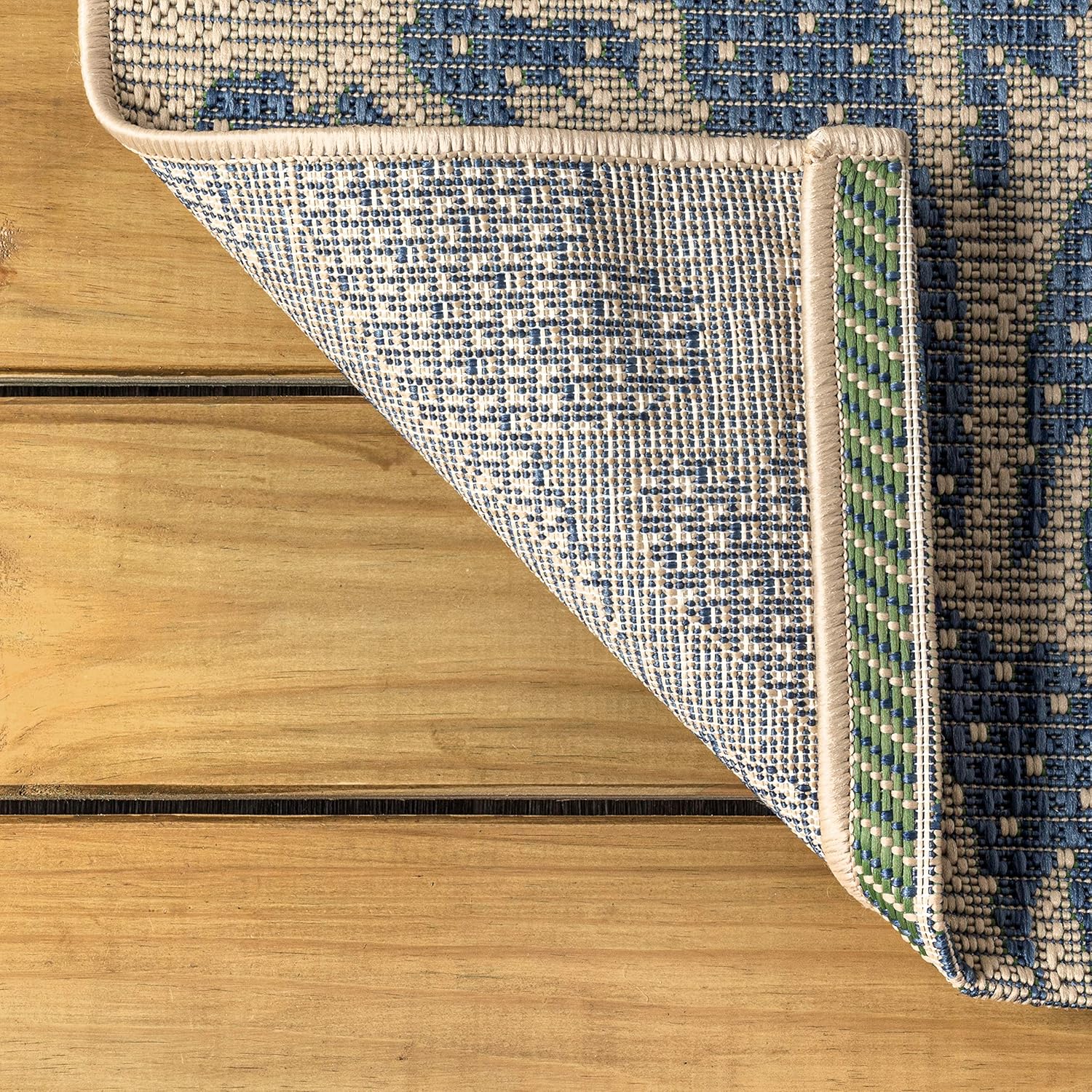 JONATHAN Y Floral Textured Weave Indoor Outdoor Area Rug 8X10 Navy/Green, Zinnia Modern for Backyard, Patio, Porch, Easy-Cleaning, High Traffic, Pet-Friendly, Non-Shedding (SMB110B-8)