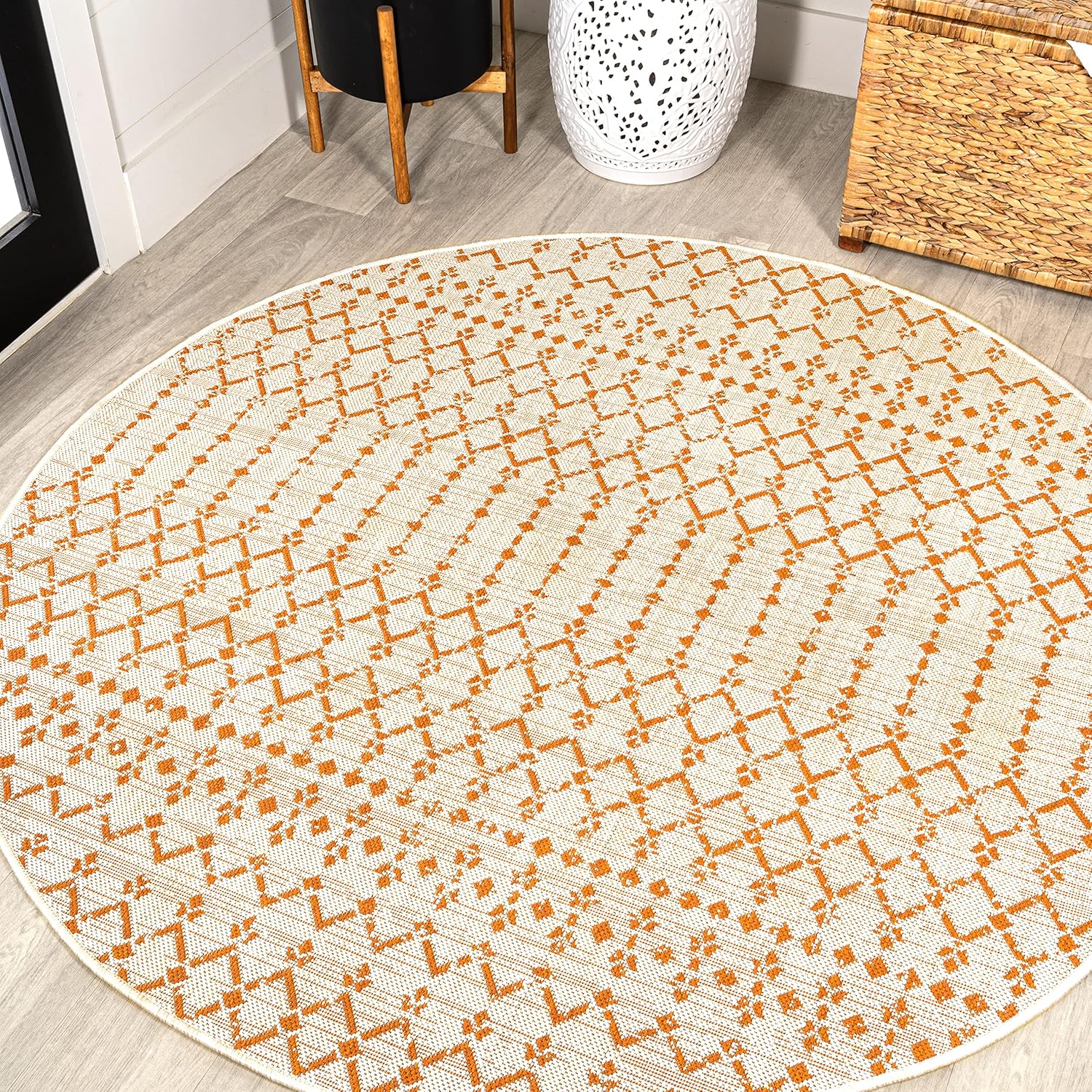 JONATHAN Y Moroccan Geometric Indoor Outdoor Area Rug 8X10 Natural/Black, Ourika Textured Weave for Backyard, Patio, Porch, Easy-Cleaning, High Traffic, Pet-Friendly, Non-Shedding (SMB108D-8)